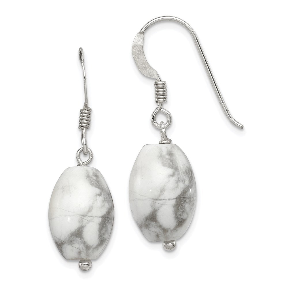 Sterlingsilber Poliert Oval Howlite Ohrhänger