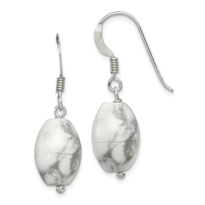 Sterlingsilber Poliert Oval Howlite Ohrhänger