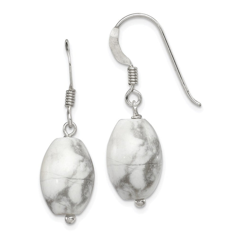 Sterlingsilber Poliert Oval Howlite Ohrhänger