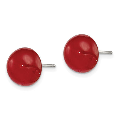 Sterlingsilber Rhodiniert 10-11mm Carnelian Knopf Ohrstecker