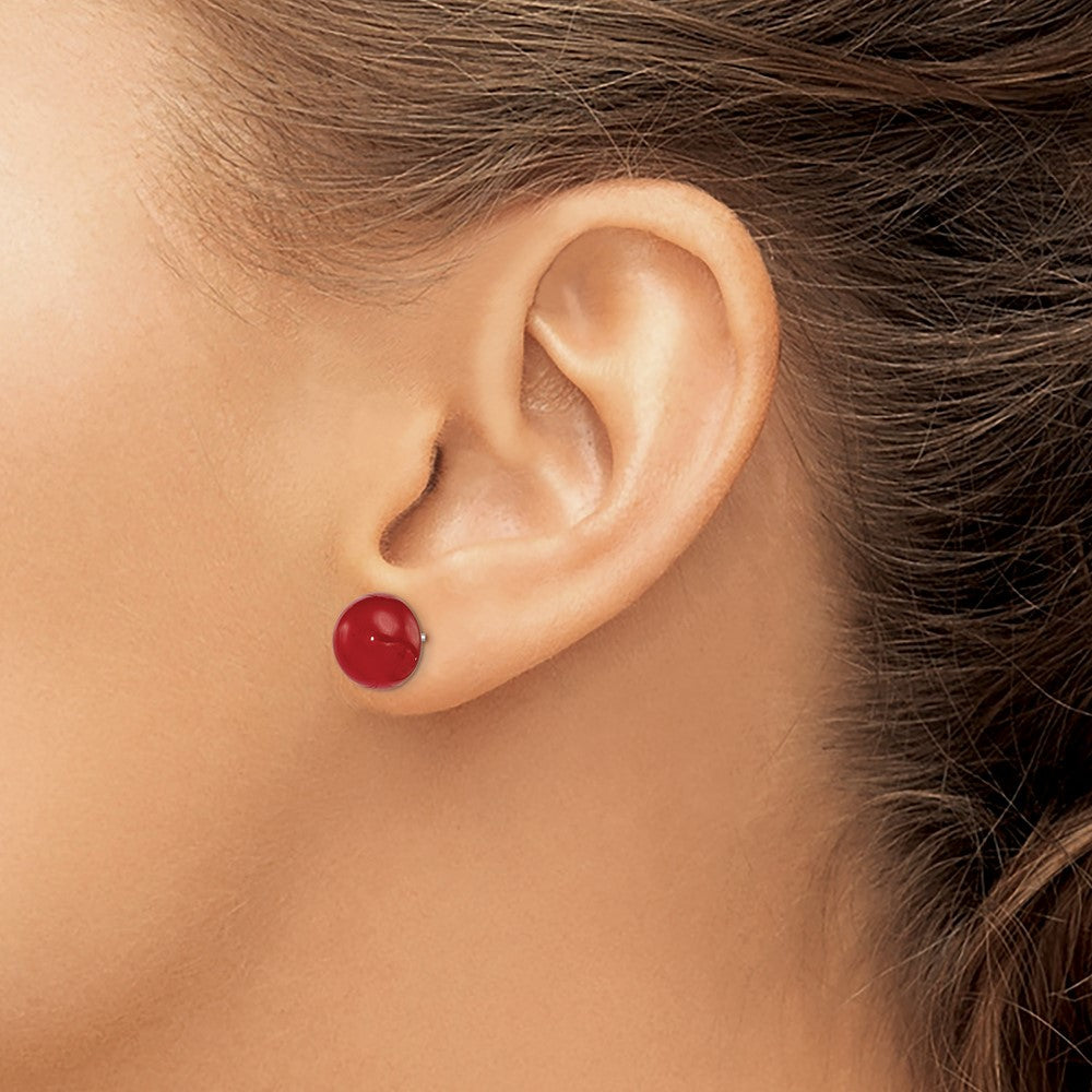 Sterlingsilber Rhodiniert 10-11mm Carnelian Knopf Ohrstecker