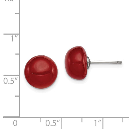 Sterlingsilber Rhodiniert 10-11mm Carnelian Knopf Ohrstecker