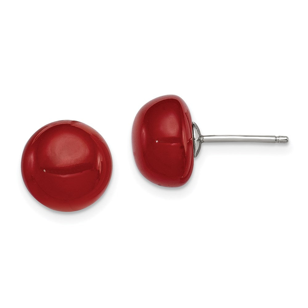Sterlingsilber Rhodiniert 10-11mm Carnelian Knopf Ohrstecker
