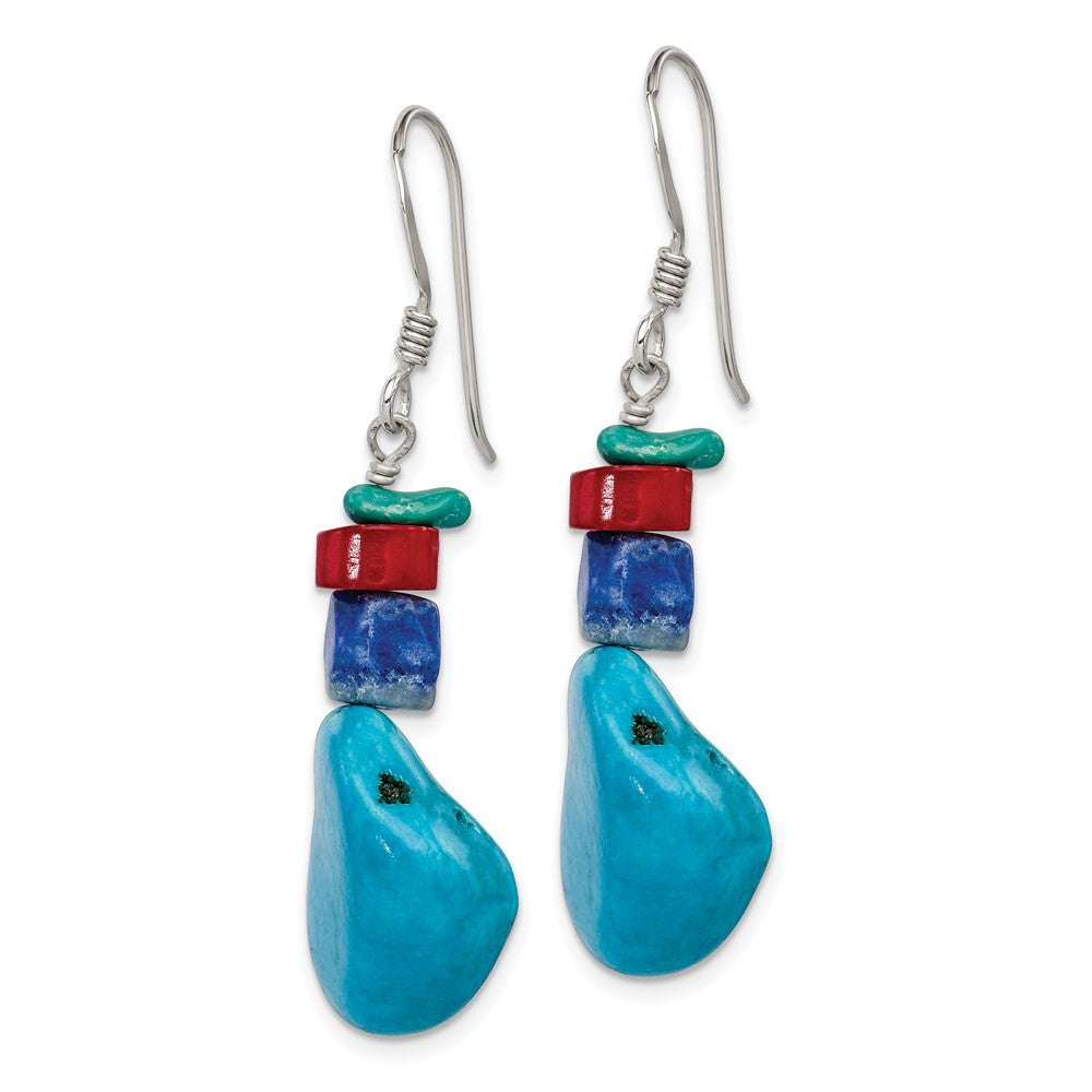 Sterlingsilber Rot Coral/howlite/lapis/turquoise Ohrhänger