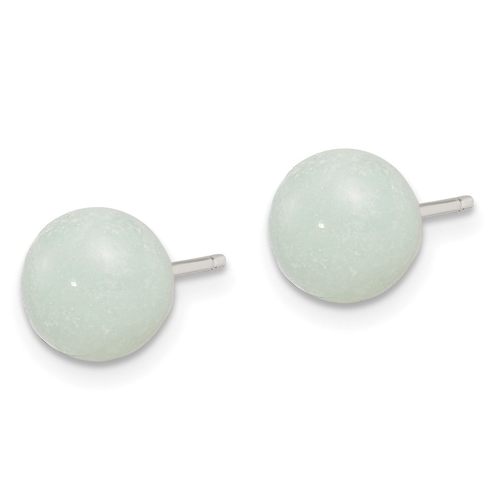 Sterlingsilber Rhodiniert 8-8.5mm Knopf Amazonite Ohrstecker