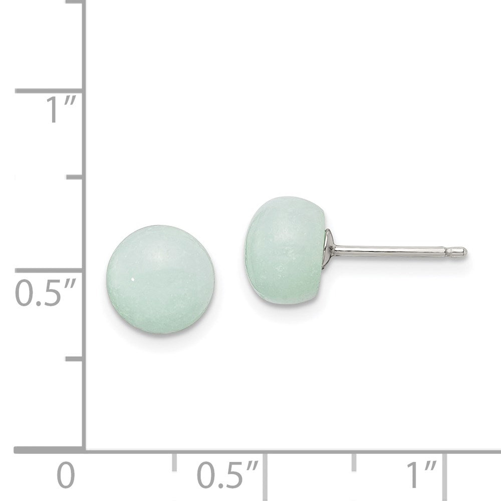 Sterlingsilber Rhodiniert 8-8.5mm Knopf Amazonite Ohrstecker