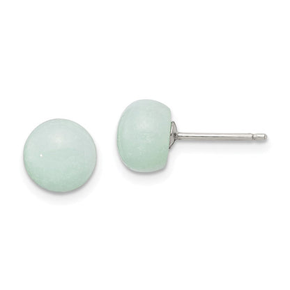 Sterlingsilber Rhodiniert 8-8.5mm Knopf Amazonite Ohrstecker