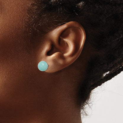 Sterlingsilber Rhodiniert 10-11mm Knopf Amazonite Ohrstecker