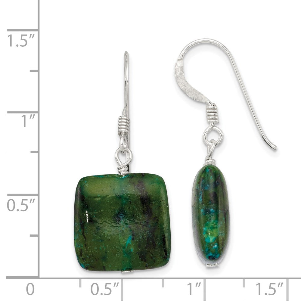 Sterlingsilber Poliert Chrysocolla Quadratisch Ohrhänger