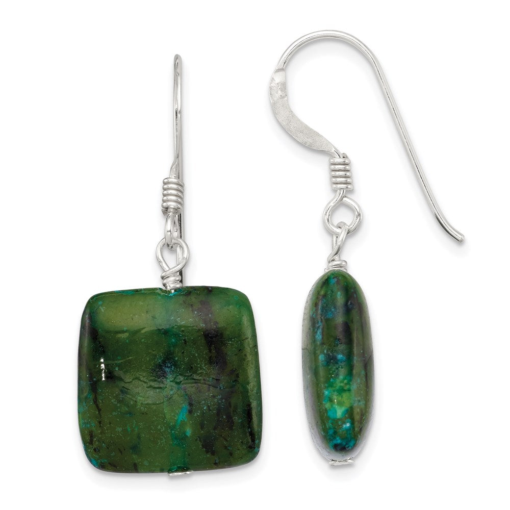 Sterlingsilber Poliert Chrysocolla Quadratisch Ohrhänger