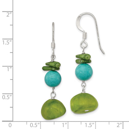 Sterlingsilber Jade/green Coral/blue Dyed Howlite Ohrhänger