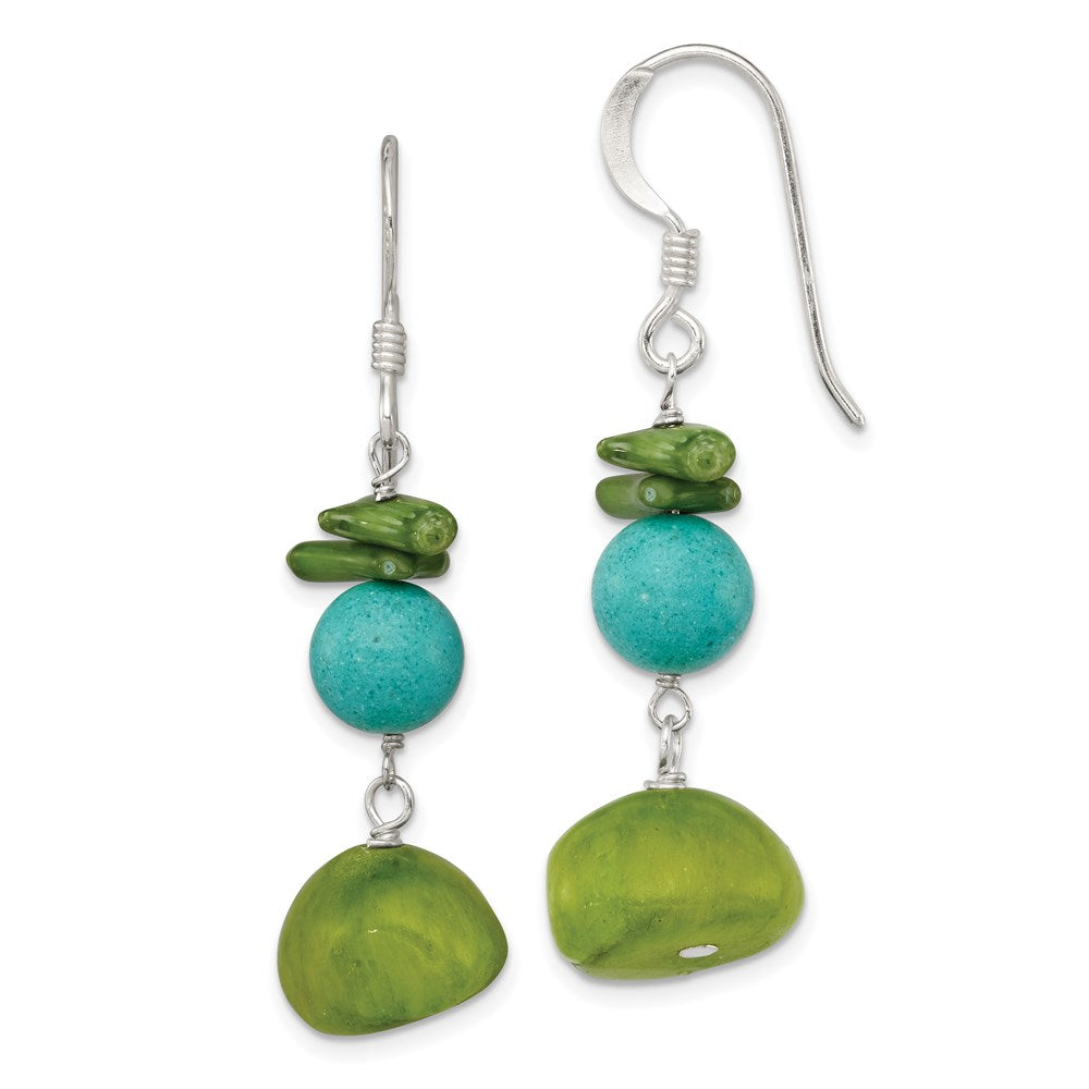 Sterlingsilber Jade/green Coral/blue Dyed Howlite Ohrhänger