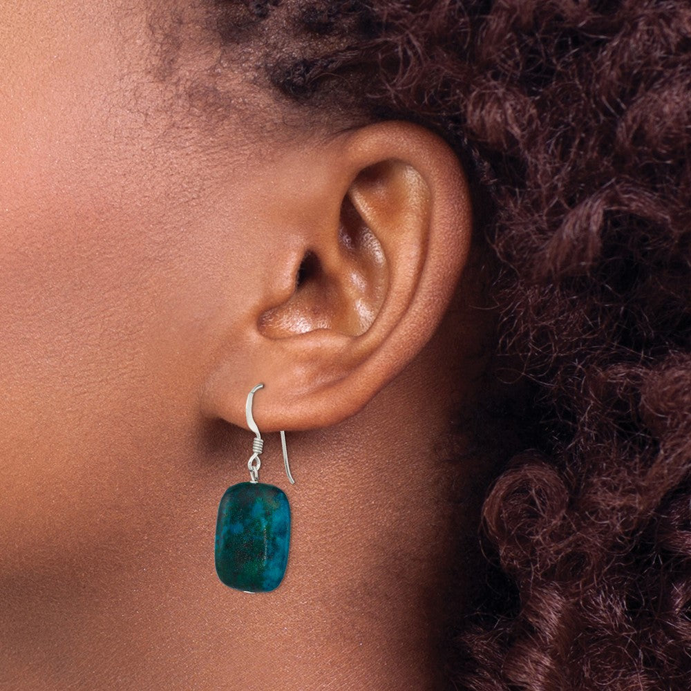 Sterlingsilber Poliert Stabilized Chrysocolla Oval Ohrhänger