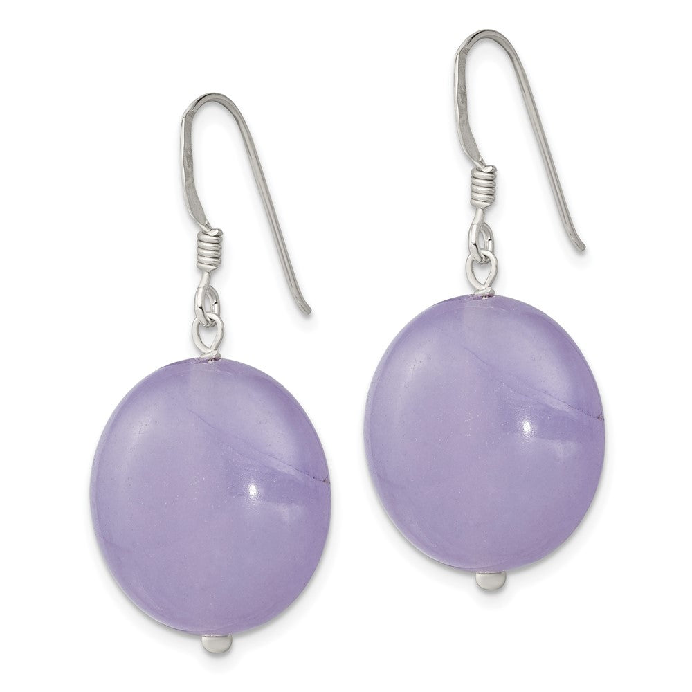 Sterlingsilber Poliert Lavender Jade Kreis Ohrhänger