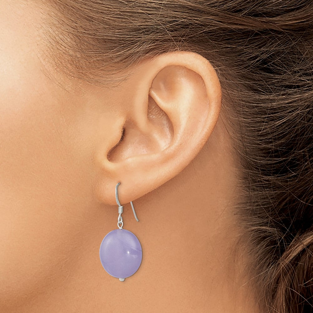 Sterlingsilber Poliert Lavender Jade Kreis Ohrhänger