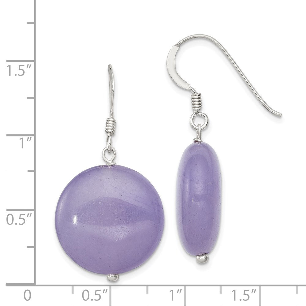 Sterlingsilber Poliert Lavender Jade Kreis Ohrhänger