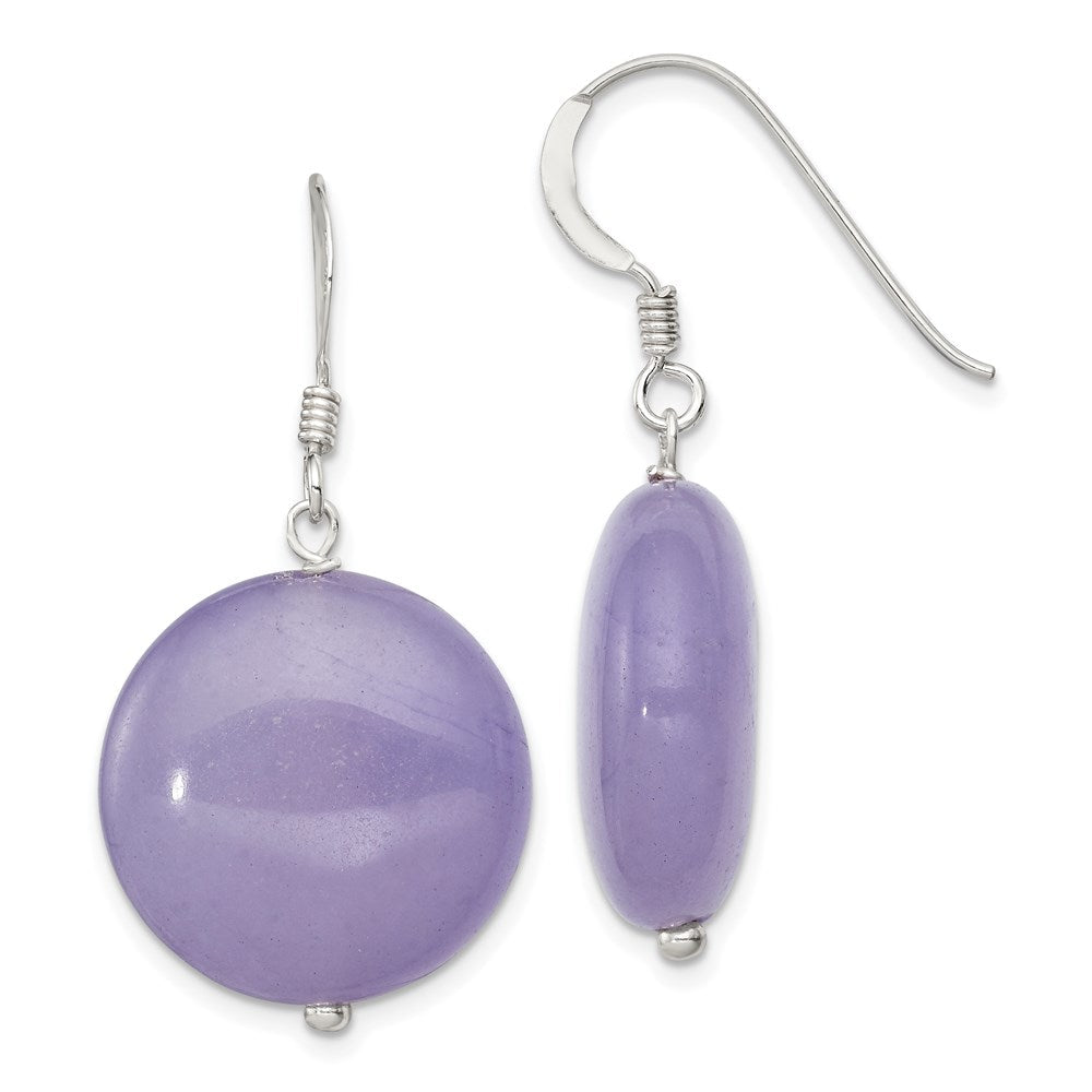 Sterlingsilber Poliert Lavender Jade Kreis Ohrhänger