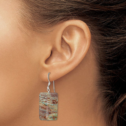 Sterlingsilber Poliert Rectangular Jasper Ohrhänger