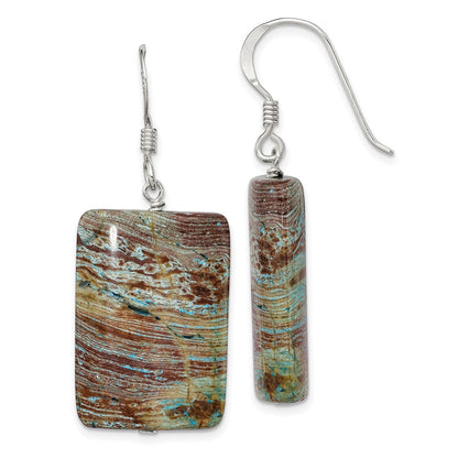 Sterlingsilber Poliert Rectangular Jasper Ohrhänger