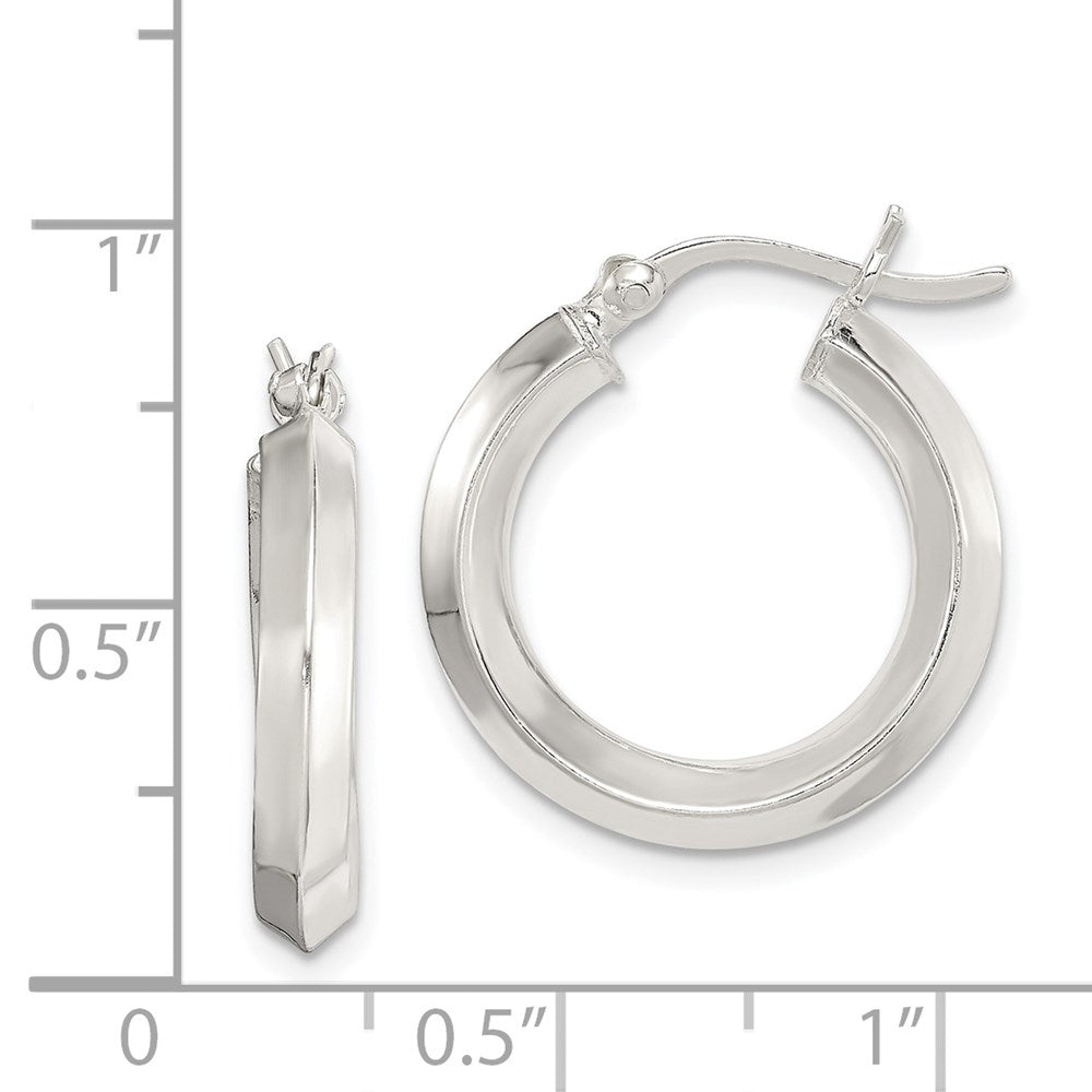 Sterlingsilber Poliert 3x20mm Messer Kante Rund Creolen