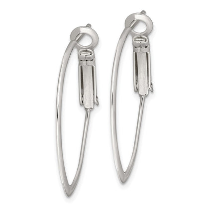 Sterlingsilber Rhodiniert 1.5mm Oval Omega Rückseite Creolen