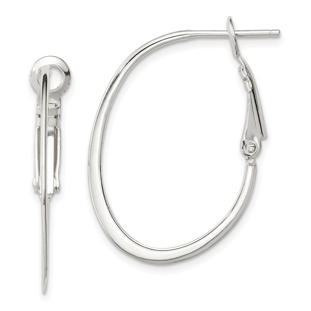Sterlingsilber Rhodiniert 1.5mm Oval Omega Rückseite Creolen