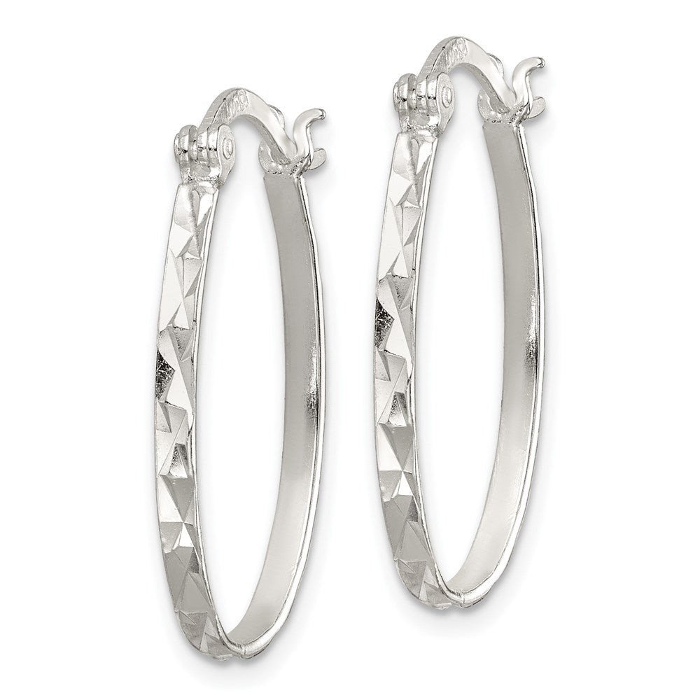 Sterlingsilber Rhodiniert Poliert/textured 2mm Oval Creolen
