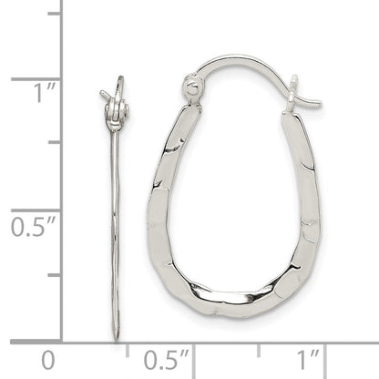 Sterlingsilber Poliert & Gehämmert Oval Creolen