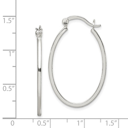 Sterlingsilber Poliert 1.5mm Quadratisch Röhre Oval Creolen
