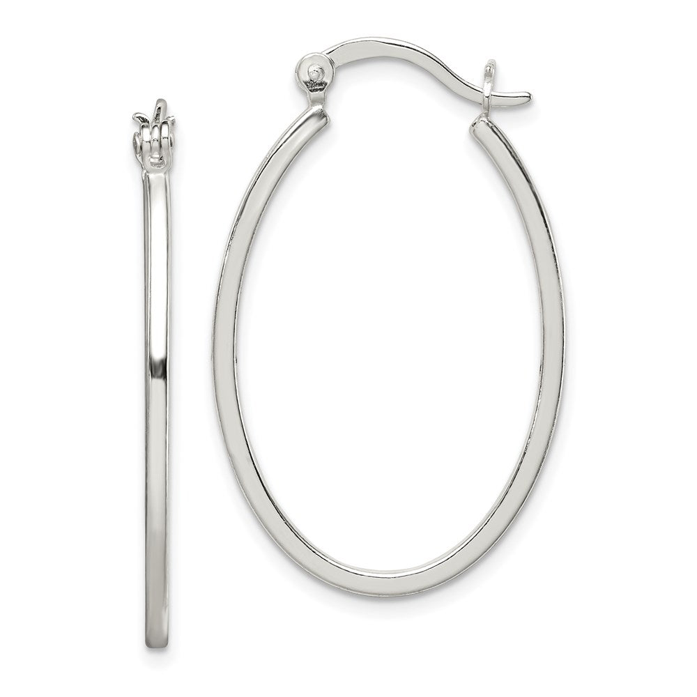 Sterlingsilber Poliert 1.5mm Quadratisch Röhre Oval Creolen