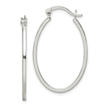 Sterlingsilber Poliert 1.5mm Quadratisch Röhre Oval Creolen