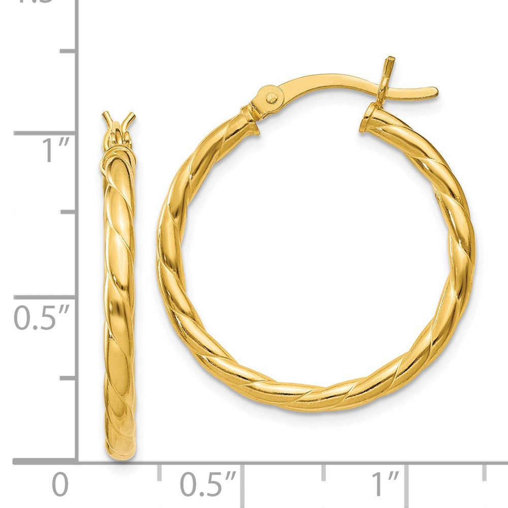 Sterlingsilber Gold Glanz Beschichtet Gedreht 3x25mm Creolen