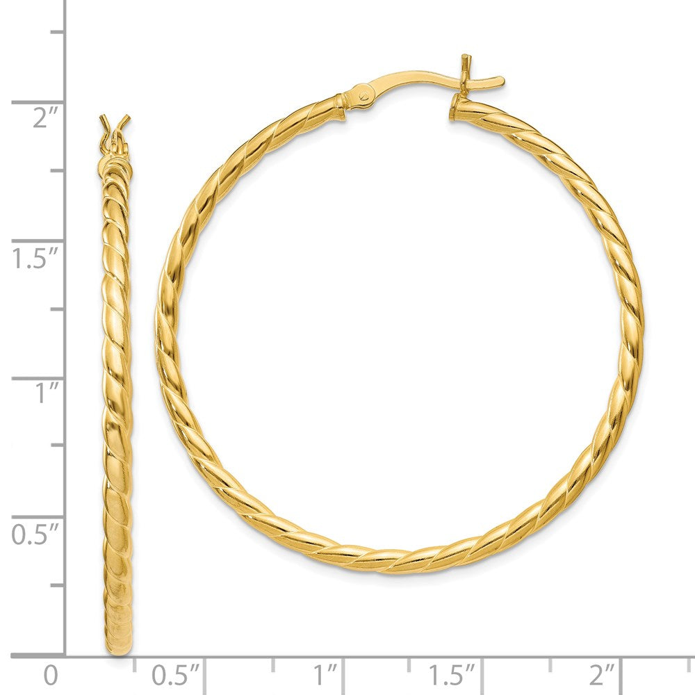 Sterlingsilber Gold Glanz Beschichtet Gedreht 3x45mm Creolen