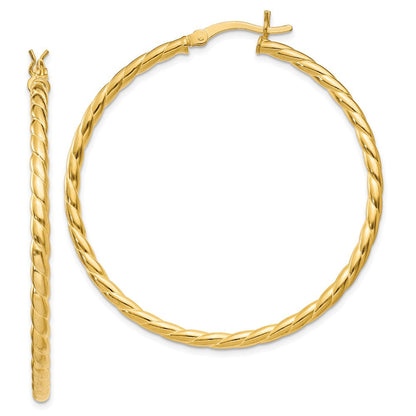 Sterlingsilber Gold Glanz Beschichtet Gedreht 3x45mm Creolen