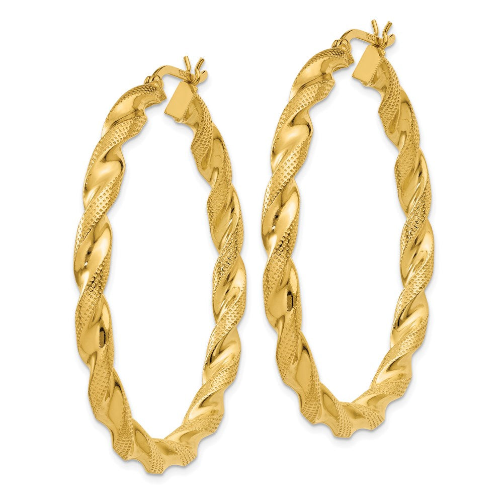 Sterlingsilber Gold Glanz Beschichtet Gemustert Gedreht 4x45mm Creolen
