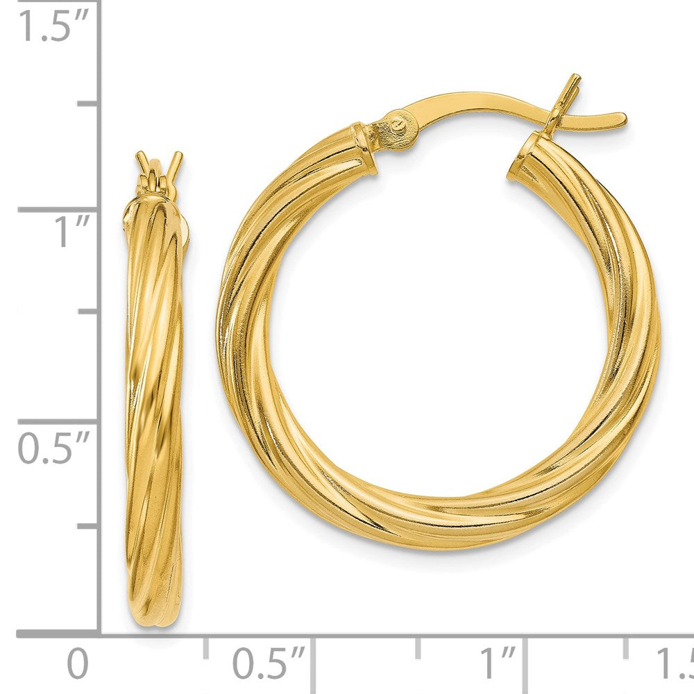 Sterlingsilber Gold Glanz Beschichtet Gedreht 3.5x25mm Creolen