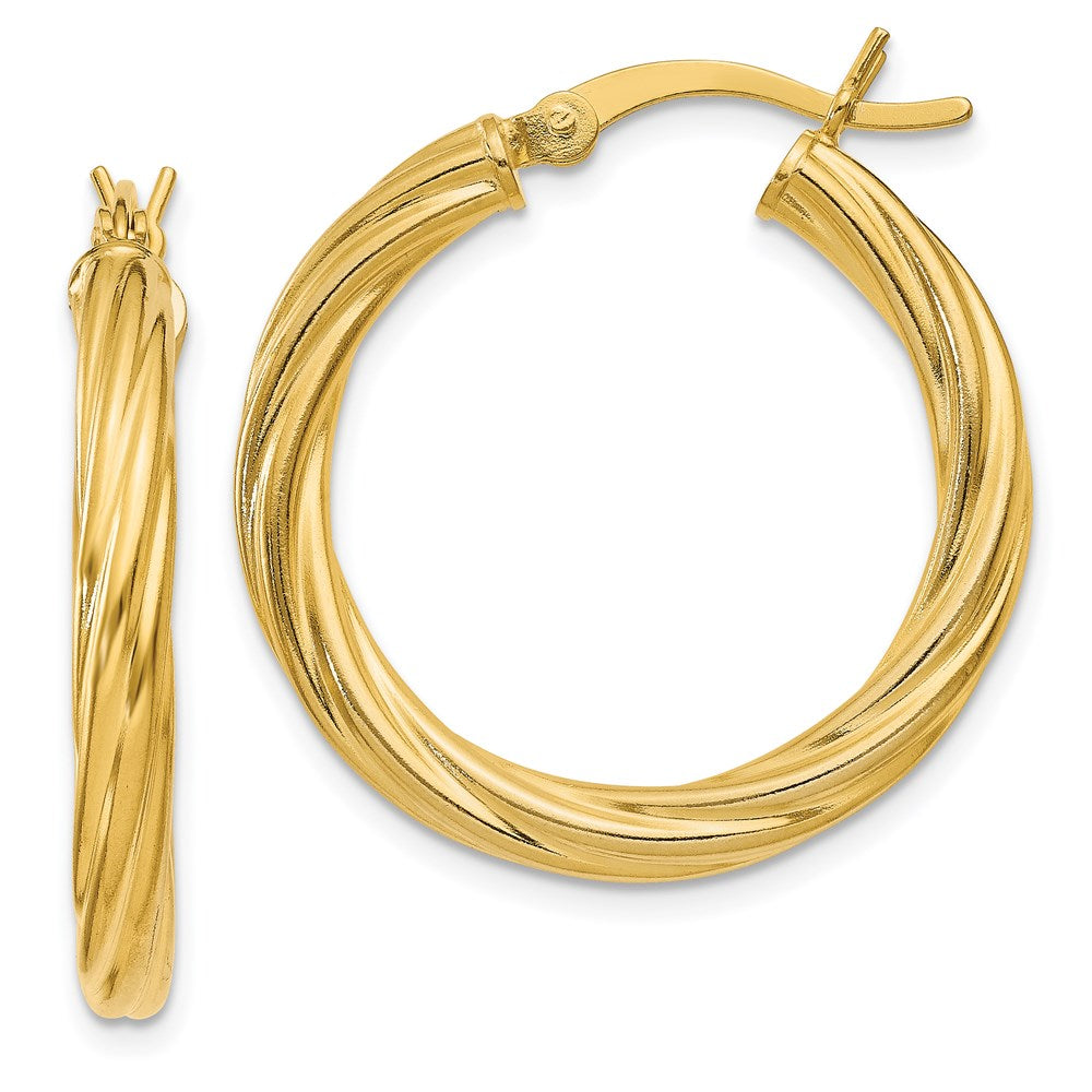 Sterlingsilber Gold Glanz Beschichtet Gedreht 3.5x25mm Creolen