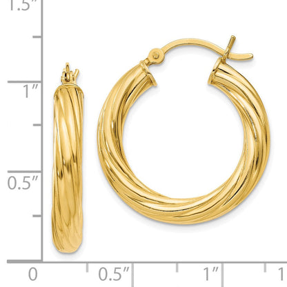 Sterlingsilber Gold Glanz Beschichtet Gedreht 4x25mm Creolen
