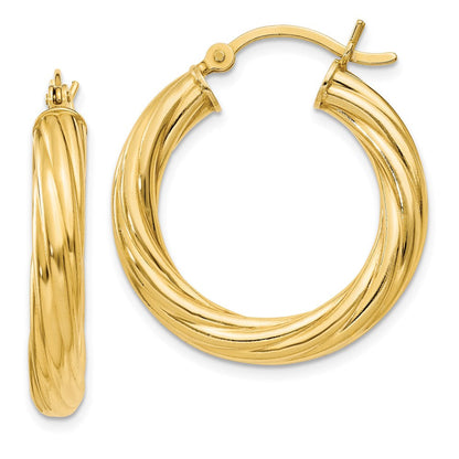 Sterlingsilber Gold Glanz Beschichtet Gedreht 4x25mm Creolen