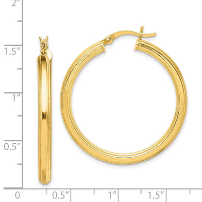 Sterlingsilber Gold Glanz Beschichtet 3x35mm Gerillt Creolen