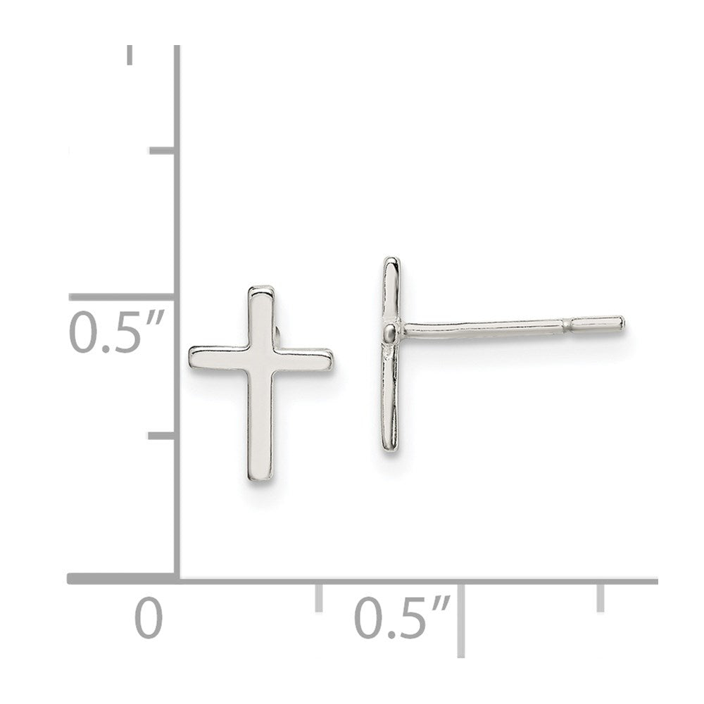 Sterlingsilber Poliert Lateinisch Kreuz Ohrstecker