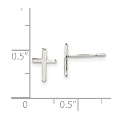 Sterlingsilber Poliert Lateinisch Kreuz Ohrstecker