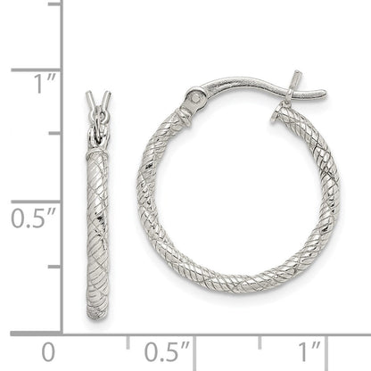Sterlingsilber Rhodiniert Gemustert Gedreht 2x20mm Creolen