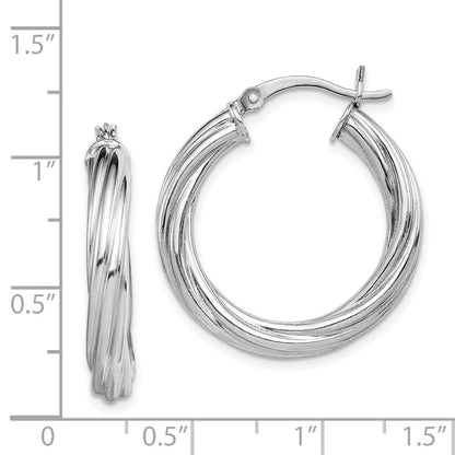 Sterlingsilber Rhodiniert Gedreht 4x25mm Creolen