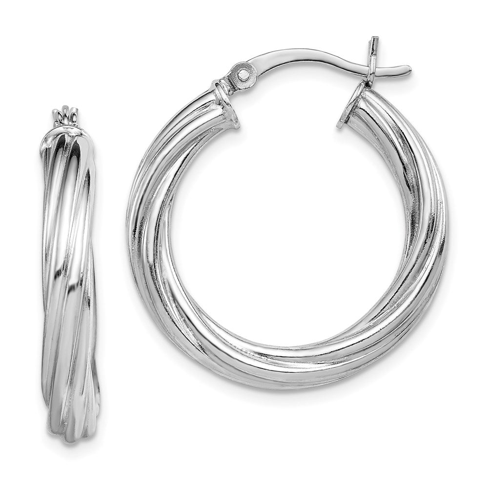 Sterlingsilber Rhodiniert Gedreht 4x25mm Creolen