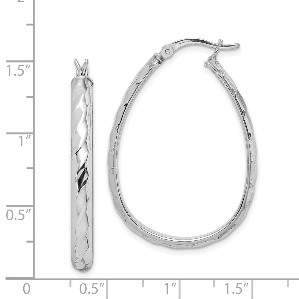 Sterlingsilber Rhodiniert 4mm Strukturiert Creolen