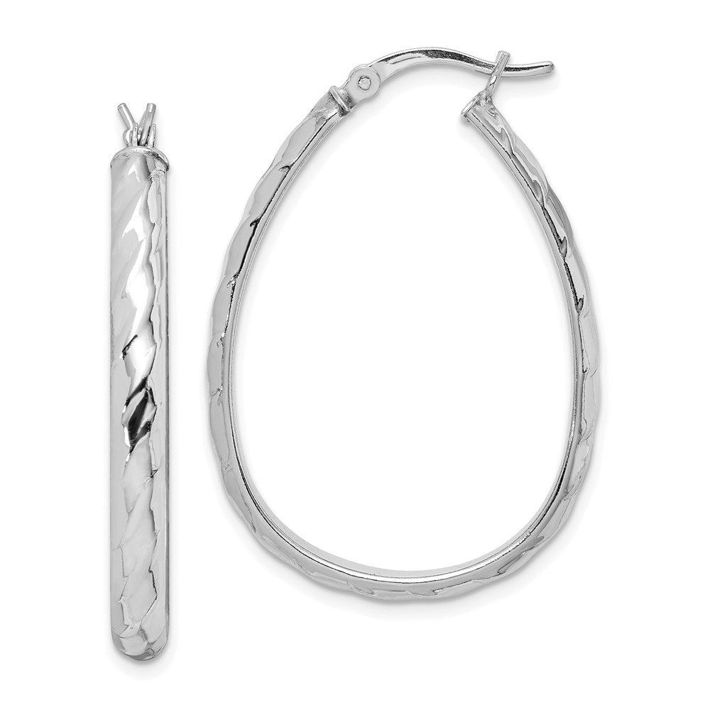 Sterlingsilber Rhodiniert 4mm Strukturiert Creolen