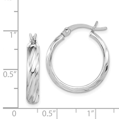 Sterlingsilber Rhodiniert Strukturiert 20mm Creolen