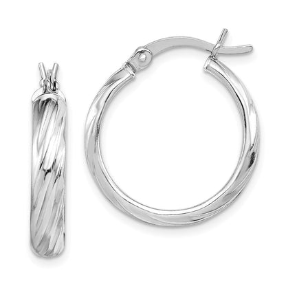 Sterlingsilber Rhodiniert Strukturiert 20mm Creolen