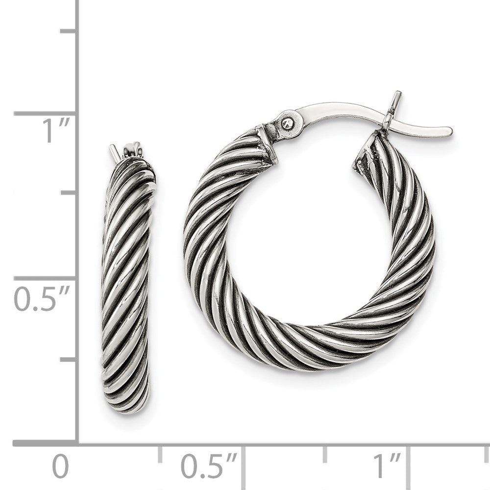 Sterlingsilber Antikisiert 3.25x20mm Gedreht Creolen